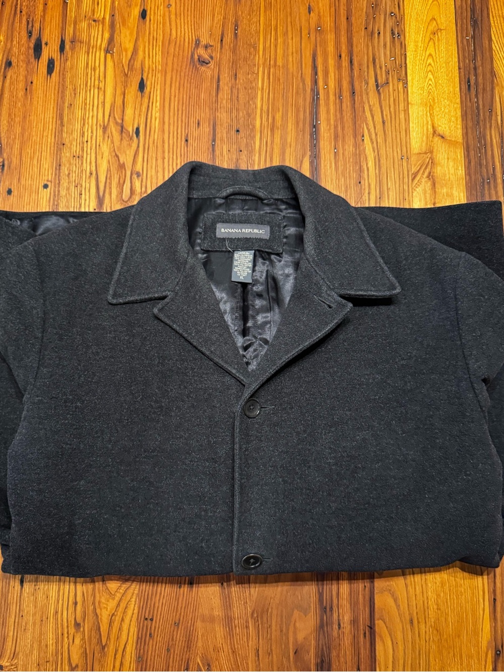 Vintage Banana Republic Wool Cashmere Overcoat – Dark Gray, XL – Generous Fit